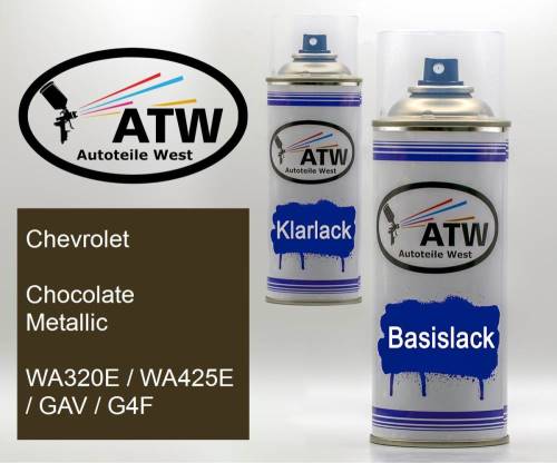 Chevrolet, Chocolate Metallic, WA320E / WA425E / GAV / G4F: 400ml Sprühdose + 400ml Klarlack - Set, von ATW Autoteile West.